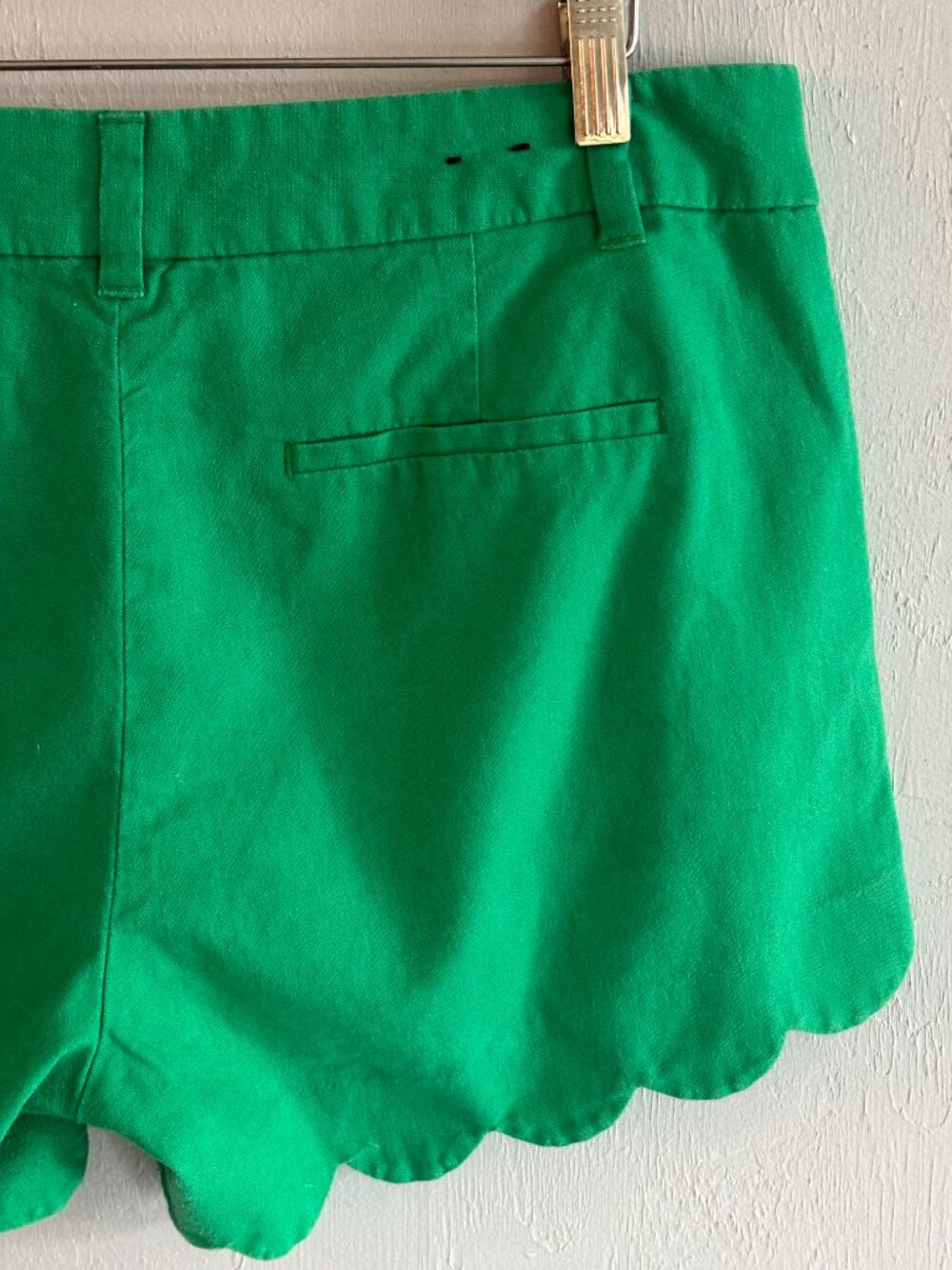 J. Crew Green Linen Blend Scalloped Hem Shorts Women's Size 10 Casual Wear - Picture 9 of 15